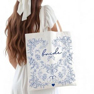 Bride Floral Blue and White Tote Bag